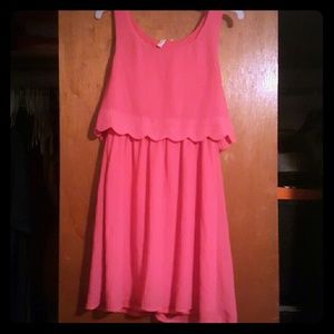 Pink Scallop Detail Dress